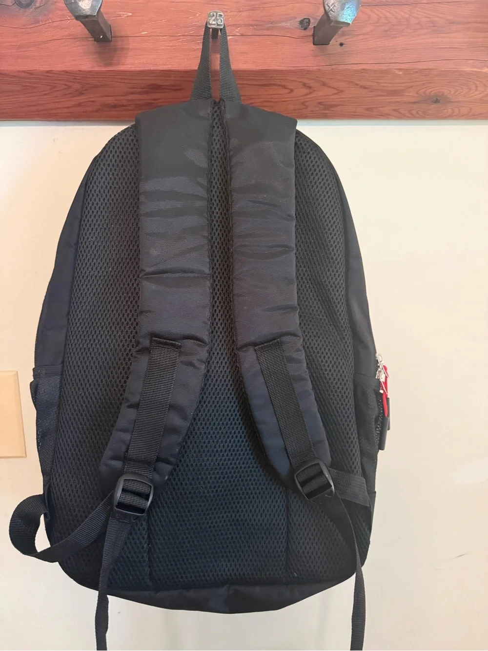Black Men's Backpack with Red Accents